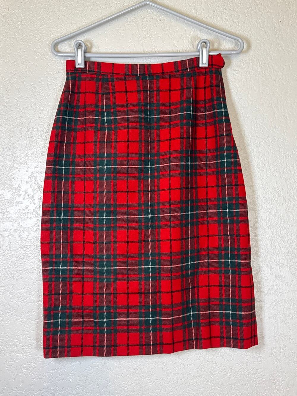 Pendleton Vintage Red Plaid Wool Skirt Womens 12 Tartan Christmas Xmas Holidays